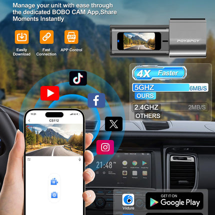 Auto armatuurlaud esi- ja tagaosa 4K+1080P topeltkaamera armatuurlaual, 360° pööratav, 64 GB SD-kaardiga, 1,47-tolline IPS mini-autokaamera CPL-iga, superöine nägemine, WDR, G-andur, tsükkelsalvestus, rakenduse juhtimine, max 256 GB