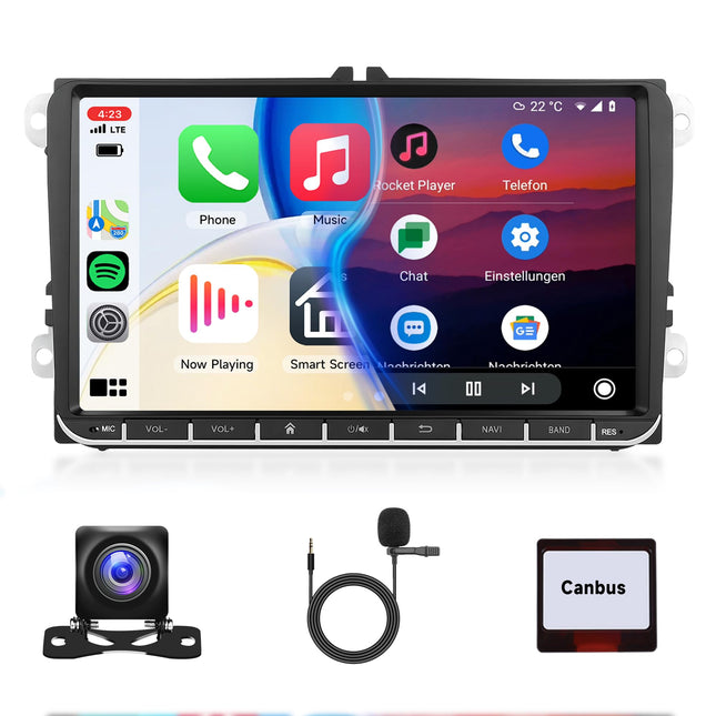 2G+64G Android autoraadio VW Golf 5 6 Passat Polo Tiguan Touran Caddy Skoda Seat jaoks koos Carplay Android Auto-ga, 9-tolline puutetundliku ekraaniga autoraadio GPS-navigatsiooniga Bluetooth FM/RDS WiFi EQ tahavaatekaamera