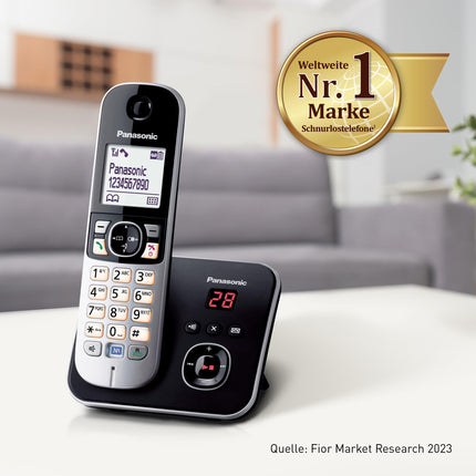 Panasonic KX-TG6824GB DECT juhtmeta telefon automaatvastajaga (4 telefonitoruga telefon, madala kiirgusega, ökorežiim, GAP-telefon, lauatelefon) must