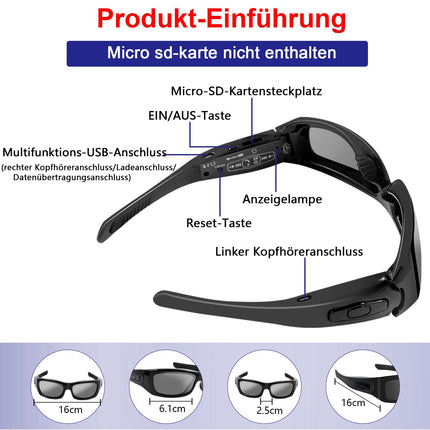 Nisanmoon päikeseprillide minikaamera, Bluetooth Sports HD 1080P videokaamera, kantavad prillid foto- ja videosalvestusega, silmussalvestus