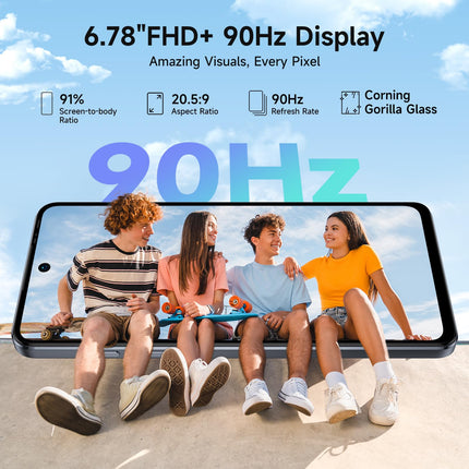 Ulefone Note 18 Pro Smartphone Android 14, 12GB+256GB 64MP+50MP Octa Core 5450mAh 18W 6.78" FHD+ 90Hz Refresh Rate 4G Dual SIM Mobile Phone Fingerprint ID NFC 2 Year Warranty - Black