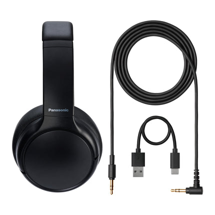 Panasonic M600B, juhtmevabad kõrvaklapid hübriid-ANC-ga, kõrvapealsed pöörlevad disainid, Bluetooth 5.3, sisseehitatud mikrofon, kuni 65 tundi taasesitust, XBS Deep, USB-C, must