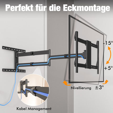 1200 mm seinast kaugus, teleri seinakinnitus, pikk pöörlev vars, kallutatav, pööratav, pööratav, pikendatav, 32–80-tollised LCD/LED/OLED-telerid, kandevõime 50 kg, VESA 600x400 mm telerikinnitus