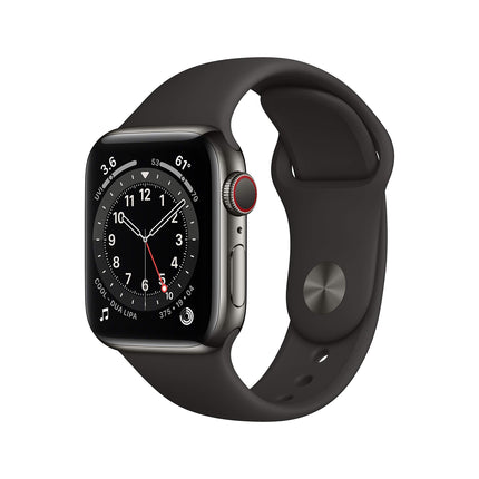 Apple Watch Series 6 (GPS + Cellular, 40MM) grafiidist roostevabast terasest korpus musta spordirihmaga (taastatud)