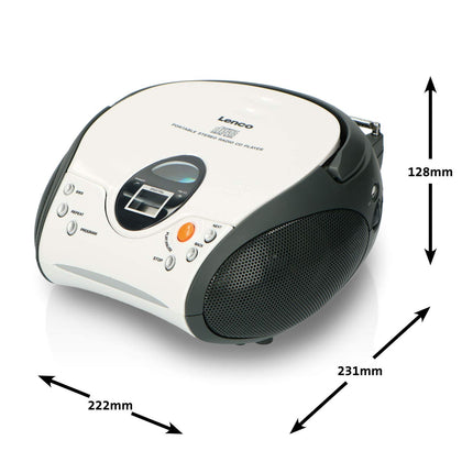 Lenco SCD-24 valge - kaasaskantav FM-raadio CD-mängijaga - kõrvaklapipesa - valge CD-raadio