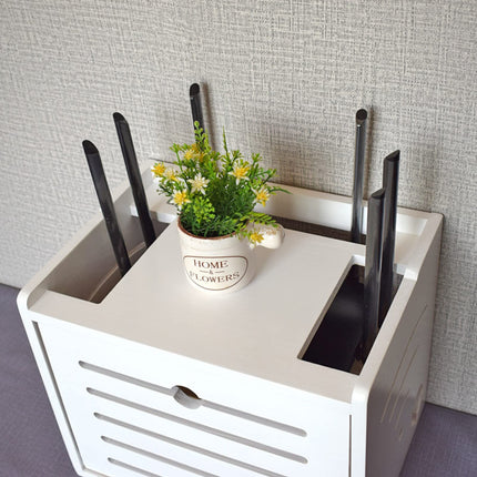 PPGE Home Router Cabinet, Wooden Decoration Box, WiFi Storage Box, Cable Hiding Boxes, Wall-mounted/Desktop Cable Box Wooden Box