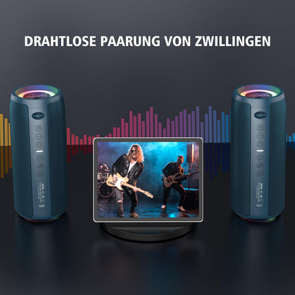 ZEALOT Bluetooth-kõlar valgusega, kaasaskantav Bluetooth-kõlar, 40 W võimas stereo, kahekordne sidumine, AUX-port, USB, Micro SD/TF, Bluetooth 5.2 ja IPX6 veekindlus