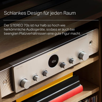 Marantz Stereo 70s võimendi HiFi Stereo, 2.2-kanaliga HiFi võimendi, 75 W/kanal, 6 HDMI sisendit, 8K, HEOS, Bluetooth, Wi-Fi, AirPlay 2, Dolby TrueHD, Alexa ühilduv, hõbedane