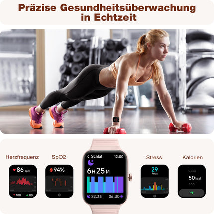 Naiste nutikell telefonifunktsiooniga Alexa integreeritud - fitnessikell 100+ spordirežiimi - 1,8-tolline käekell ja IP68, sammulugeja meestele Android iOS-ile koos pulsimõõtjaga SpO2 stressi unemonitoriga