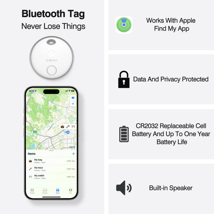 HH-SmartTag Lite Apple iOS-ile: võtmeleidja, esemete leidja, leia oma rahakott ja väärisesemed üle maailma, ühildub iPhone'i rakendusega Find My, kasutab täiustatud rahvahulga ja