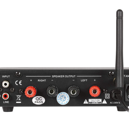 Dynavox minivõimendi CS-PA8, stereo digitaalvõimendi, kruvitavad ühendusklemmid, integreeritud Bluetooth-antenn ja kõrvaklapipesa, must