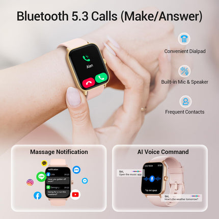 Smart Watches for Men Android iPhone, [1.8 inch LCD Screen] Smartwatch Fitness Tracker with Bluetooth Calling, AI Control, Heart Rate/SpO2/Sleep Monitor, 12 Days Battery, IP68 Waterproof