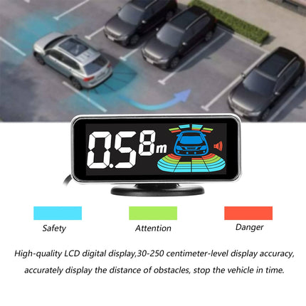 Goolsky Parking Sensor Parking Aid, Reversing Radar System with 4/8 Front Rear Parking Sensors, LCD Distance Display, Sound Warning Buzzer