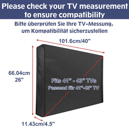Mounting Dream outdoor TV cover for 41"-43" TV, weatherproof universal TV screen protector, with small pocket for remote control