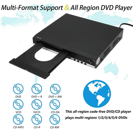 HD DVD-mängija HDMI, 1080P USB CD-DVD-mängija telerile koos kaugjuhtimispuldi, HDMI ja RCA-kaabliga, toetab USB-sisendit, plaadimängijat, kodukinot, DVD-taasesitust