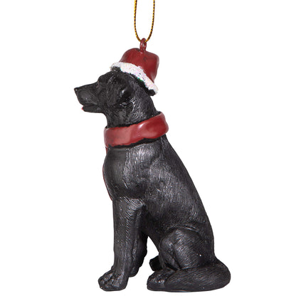 Disainiga Toscano musta labradori retriiveri koera jõulupuu kaunistus, polüresiin, lausvärvi, 8 cm