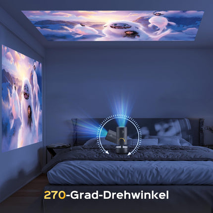 [Sisseehitatud aku] Aubor Mentech miniprojektor 4K kodukino, miniprojektor, WiFi6 ja BT5.2 projektor Android OS-iga, automaatne trapetsikorrektsioon, 180-kraadine nurk, 150-tolline ekraan telefoni/arvuti/Xboxi jaoks, HDMI