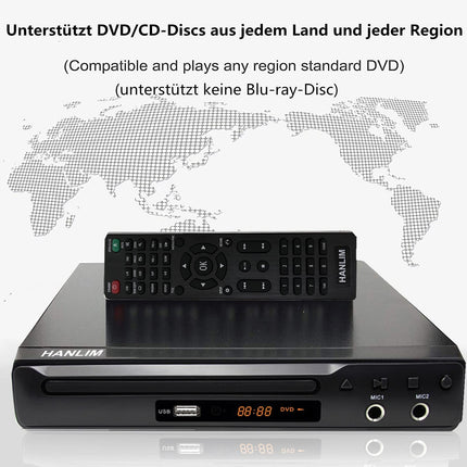 Mini DVD-mängija Scart kompaktne CD-mängija, regioonivaba HDMI DVD-mängija telerile, HD DVD/CD/VCD-mängijaga, USB, 2 mikrofoniliidest, HDMI/AV-kaabel, integreeritud PAL/NTSC telerisüsteem, metallkorpus