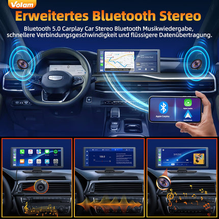 Volam 9,26-tolline CarPlay ekraan, kaasaskantav autoraadio, mis ühildub Apple CarPlay ja Android Autoga, Car Play IPS puuteekraan, sõbraekraan Siri/GOO-gle'iga, GPS-navigatsioon, Bluetooth, Mirror Link