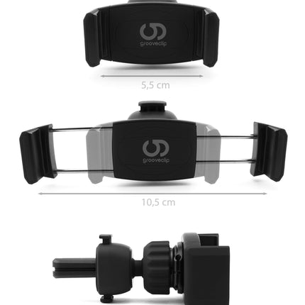 grooveclip AIR Slider 2 - Universal mobile phone holder for ventilation grilles in the car - with smartphone charging cable holder - for iPhone Samsung LG Sony Huawei Xiaomi ASUS Oppo OnePlus HTC