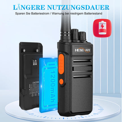 HESENATE HT66 raadio, PMR446 walkie-talkie raadiokomplekt litsentsivaba pika leviala professionaalne walkie-talkie 16 kanaliga pihuraadio Woki Toki Scan VOX USB-C laadijaga (must, 6 tk komplekt)