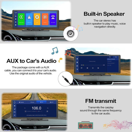 Digitaalne meediavastuvõtja, juhtmevaba CarPlay, Android Auto, hääljuhtimisega, 10,26-tolline puuteekraan GPS-navigatsiooni/Bluetoothi/FM-i/hääljuhtimise/HD-tagurduskaamera/AUX-i/32G SD-kaardi pesaga tahavaatekaamera