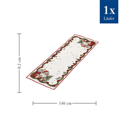 Villeroy &amp; Boch – Toy's Fantasy Table Runner "Santa" Large Colorful, Machine Washable, Christmas Decoration, Christmas Decoration Toys, Table Runner XL, Cotton, Polyester