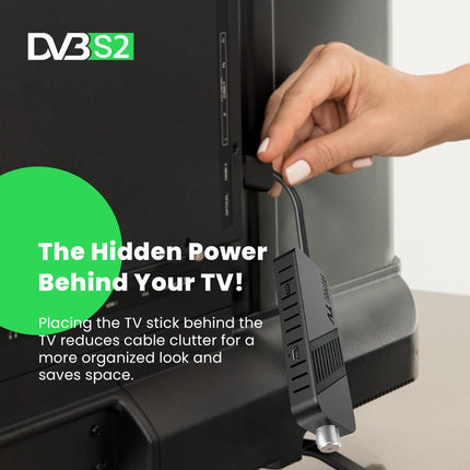 LEYF DVB-S2 satellite receiver, Full HD 1080P HDMI TV stick, satellite receiver, hidden behind TV, digital display, H265 HEVC Main 10 Bit, 2-in-1 universal remote control, USB