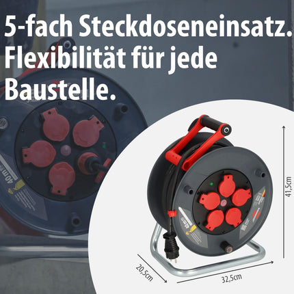 Brennenstuhl Professional Cable Reel 320 KU 4200 (40m cable in black, made of special plastic, for construction site use and continuous outdoor use, Made in Germany)