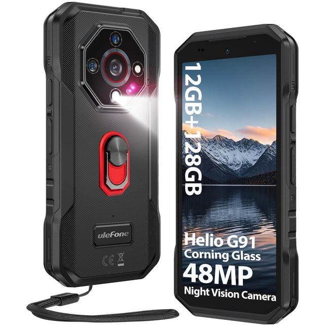 Ulefone Armor X32 välistingimustes kasutatav mobiiltelefon 12GB+128GB/2TB, MTK G91 48MP + 20MP öise nägemisega 5.65" Corning Glass, uuendatav Android 15-le, 5500mAh IP68 nutitelefon, kahe SIM-kaardi pesa, sõrmejäljelugeja, NFC, 2-aastane garantii - must