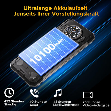 DOOGEE S200 Outdoor Handy Ohne Vertrag 5G, 10100mAh Outdoor Smartphone Android 14, 32GB+256GB Baustellenhandy, 1.32" AMOLED Heckdisplay 6.72” FHD+ 120Hz, 100MP+20MP, IP68/ Fingerabdruck/Dual SIM/NFC