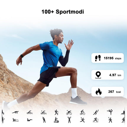 Blackview Smartwatch Men Women, 1.85'' Fitness Watch with Make and Answer Calls, Sports Watch, 100+ Sports Modes, Pedometer, Sleep Monitor, Heart Rate, Smart Watch Fitness Tracker for Android iOS