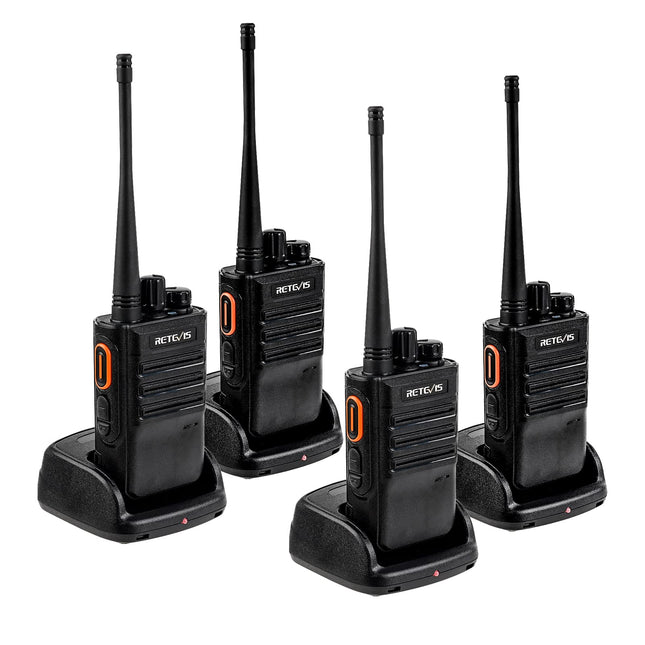 Retevis RB646 IP67 veekindel raadiosaatja, PMR446 kaasaskantav väike kahesuunaline raadio, VOX hädaolukorra USB-laadija, pihuraadio ehitusplatsidele (must, 4 tk pakis)