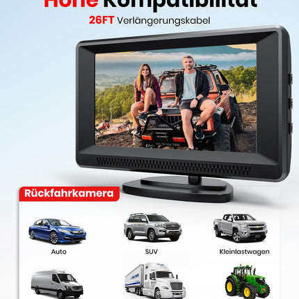 Tahavaatekaamera Lihtsalt seadistatav Plug-Play: Värviline Selge Öönägemisega Tee-ise Juhised Viivituseta Auto tagurduskaamera 4,3-tollise LCD-ekraaniga IP69 Veekindel Parkimisabisüsteem Veokile/Maasturile Foxpark