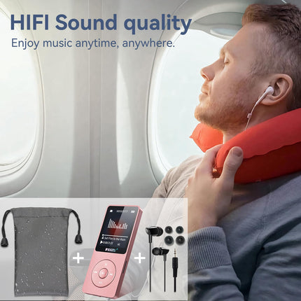 RUIZU 32GB MP3-mängija Bluetooth 5.3-ga, 1,8-tollise ekraaniga kaasaskantav muusikapleier, FM-raadio, hääle salvestamine, e-raamatute esitamine, juhuslik esitus ühe silmusega, 80H digitaalse audio-video taasesitus, kerge, toetab 128GB TF-kaarti