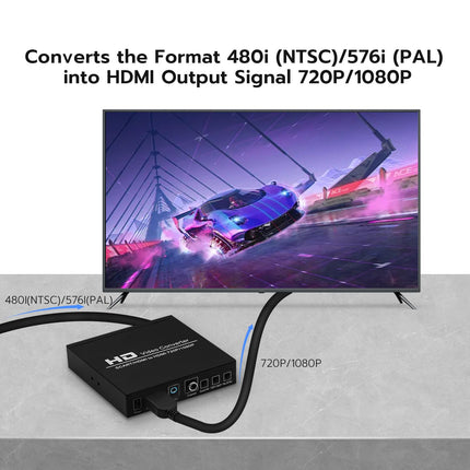 Mcbazeli SCART/HDMI-HDMI muundur 3,5 mm pistikuga teisendab ÜHE signaali 480I(NTSC)/576I(PAL) formaadis ÜHEKS HDMI-signaaliks 720P/1080P formaadis