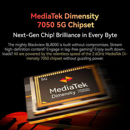 Blackview Outdoor Smartphone Dual 5G BL8000, Dimensity 7050 24GB+512GB, 50MP Camera, 6.78'' 2.4K Dual Screen, 8800mAh Battery, 33W Fast Charging, IP68 Waterproof Mobile Phone, NFC GPS OTG Gold