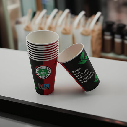 Enpack 1000 musta/punast pabertopsi 300 ml, valmistatud jõupaberist - Kohvitassid tee, kohvi, hõõgveini või muude jookide serveerimiseks - Kohvitassid kaasa