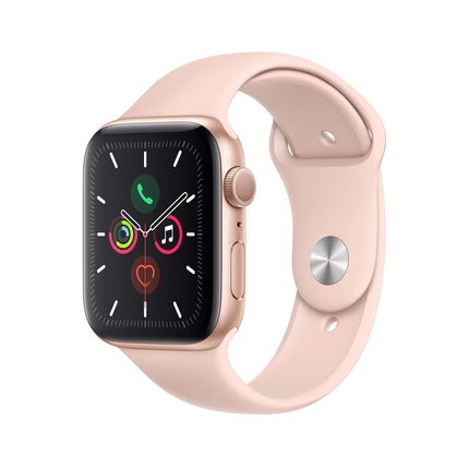 Apple Watch Series 5 44mm (GPS) - Gold Aluminum Case with Sand Pink Sport Band (Refurbished)