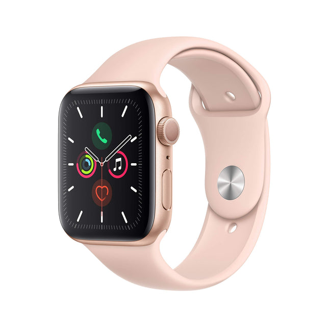 Apple Watch Series 5 44mm (GPS) - Gold Aluminum Case with Sand Pink Sport Band (Refurbished)