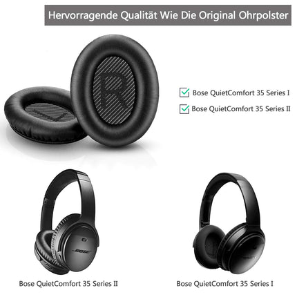 Kõrvapadjad Bose QuietComfort 35 ii jaoks, kvaliteetsed vahetuspadjad Bose QuietComfort 35 (QC35) kõrvaklappidele, vahetuskõrvapadjad, mis ühilduvad Bose QuietComfort 35 II QC35 II kõrvaklappidega (mustad)