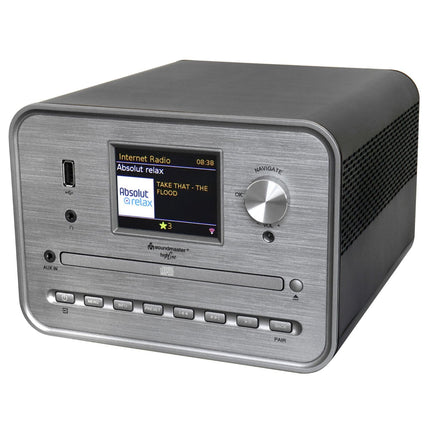 Soundmaster ICD1050SW stereosüsteem, internetiraadio, WLAN 2.4/5 GHz, DAB+, Bluetooth, CD-mängija, USB, MP3 rakendus, värvilise ekraaniga äratuskell