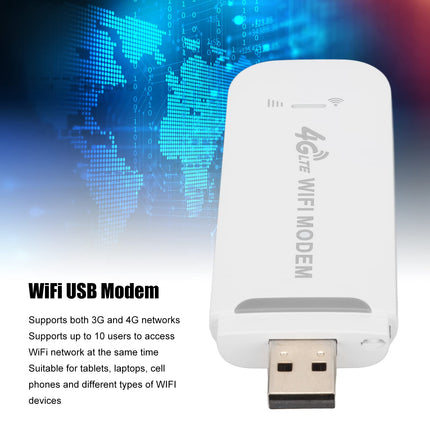 150Mbps USB traadita WiFi-adapter, 4G LTE kaasaskantav traadita võrgukaardi dongle, mis toetab 10 kasutajat, ühenda ja mängi, tahvelarvutitele, sülearvutitele, mobiiltelefonidele ja erinevat tüüpi seadmetele