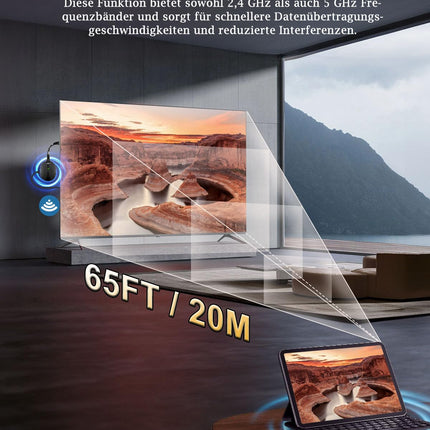 AIMIBO 4K juhtmevaba ekraaniadapter, 3-suunaline peegeldamine - otsene, DLNA, juhtmega sünkroonitud ekraan, 2.4G 5G @60Hz HDMI juhtmevaba adapter iOS-i, Androidi, Windowsi, macOS-i ja teleri, monitori ja projektori ühendamiseks - Airplay