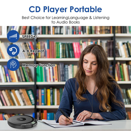 Gueray CD Player Portable CD Player Children Portable CD Player for Car Discman with Headphones LCD Display Support ASP PROG Memory Function Repeat Function Sound Effect