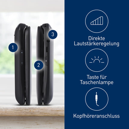 Panasonic KX-TU446EXB seenioridele mõeldud lepinguta mobiiltelefon (SOS-hädaabikõne nupp, põrutuskindel, häälevõimendi, suured eraldi klahvid, suur fondi ja numbrite ekraan, valgus, 2,4-tolline värviline ekraan, klapiga telefon, must)
