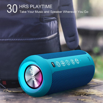 Ortizan Bluetooth Speaker, Bluetooth Box with LED Light, Portable Mini Music Box with Hands-Free Function, IPX7 Water Protection and 360° Surround Sound, Wireless Outdoor Speaker with AUX, TF