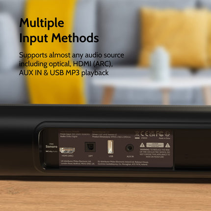 i-box Soundbar teleriseadmetele, Dolby Surround Soundi, Bluetoothi, AUX-i, HDMI ARC-i ja USB-ga teleritele mõeldud helisüsteem arvutikõlarite, muusika, filmide, monitori ja kodukino jaoks, stereokõlaritega