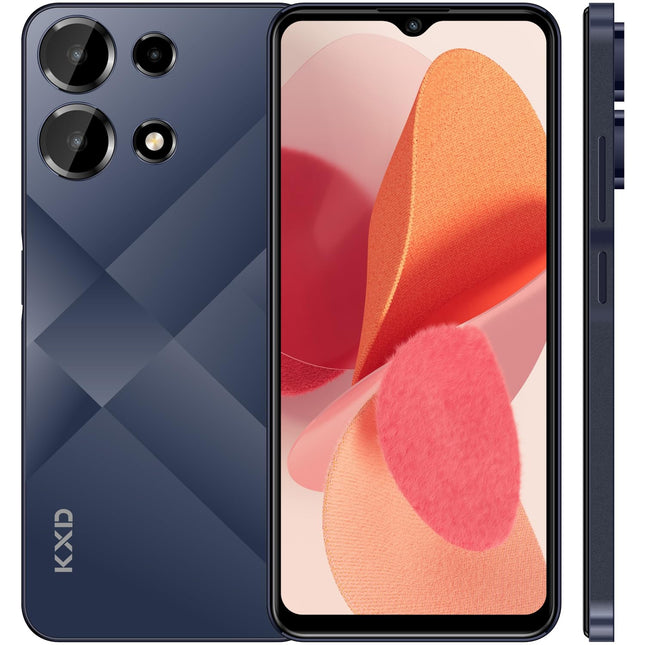 EL KXD A10 Smartphone Without Contract 6.6” HD+ 8GB+128GB Storage/256GB Expandable, 13MP+8MP Camera Octa-Core, Android 13 Mobile Phone Cheap 4500mAh 4G Dual Sim Unlocked Cell Phones, Face ID+ Fingerprint-Blue