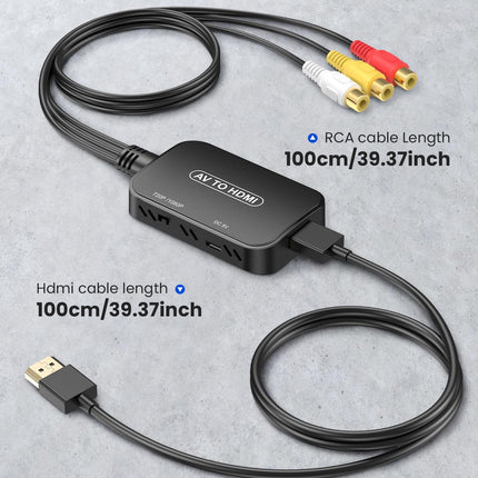 Viagkiki RCA to HDMI Converter, AV to HDMI Adapter with Cable, Composite Audio Video Converter for PS1, PS2, PS3, STB, Xbox, VHS, VCR, Black-Ray DVD Players